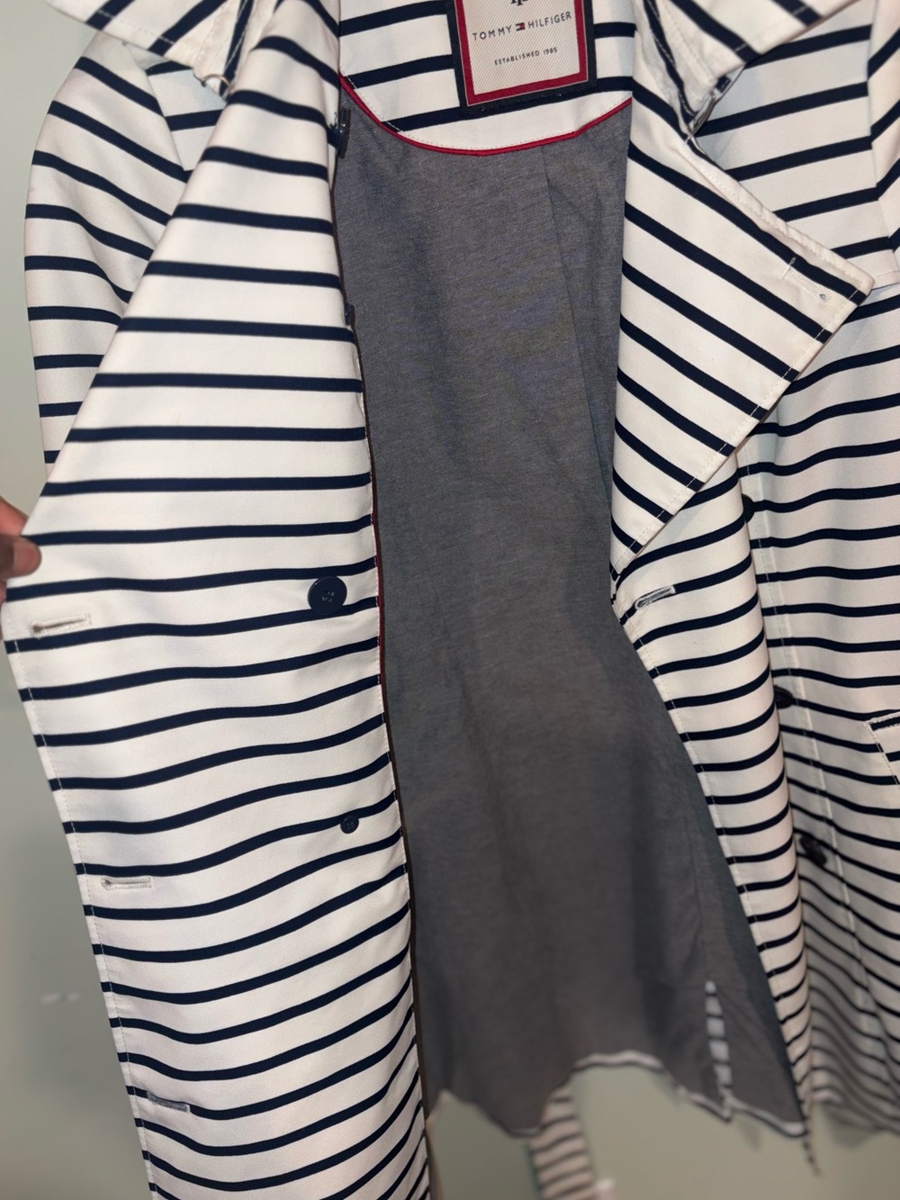 Tommy Hilfiger Striped Hooded Trench Coat - Picture 5 of 12